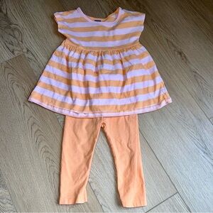 Baby Pink and Orange Stripe Leggings Outfit